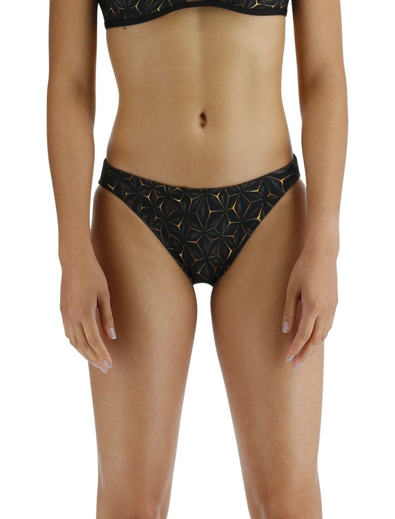 Black / Gold Tyr Durafast Elite® Full Coverage Obsidian Women\'s Bikini Bottom | US-NCEI19450