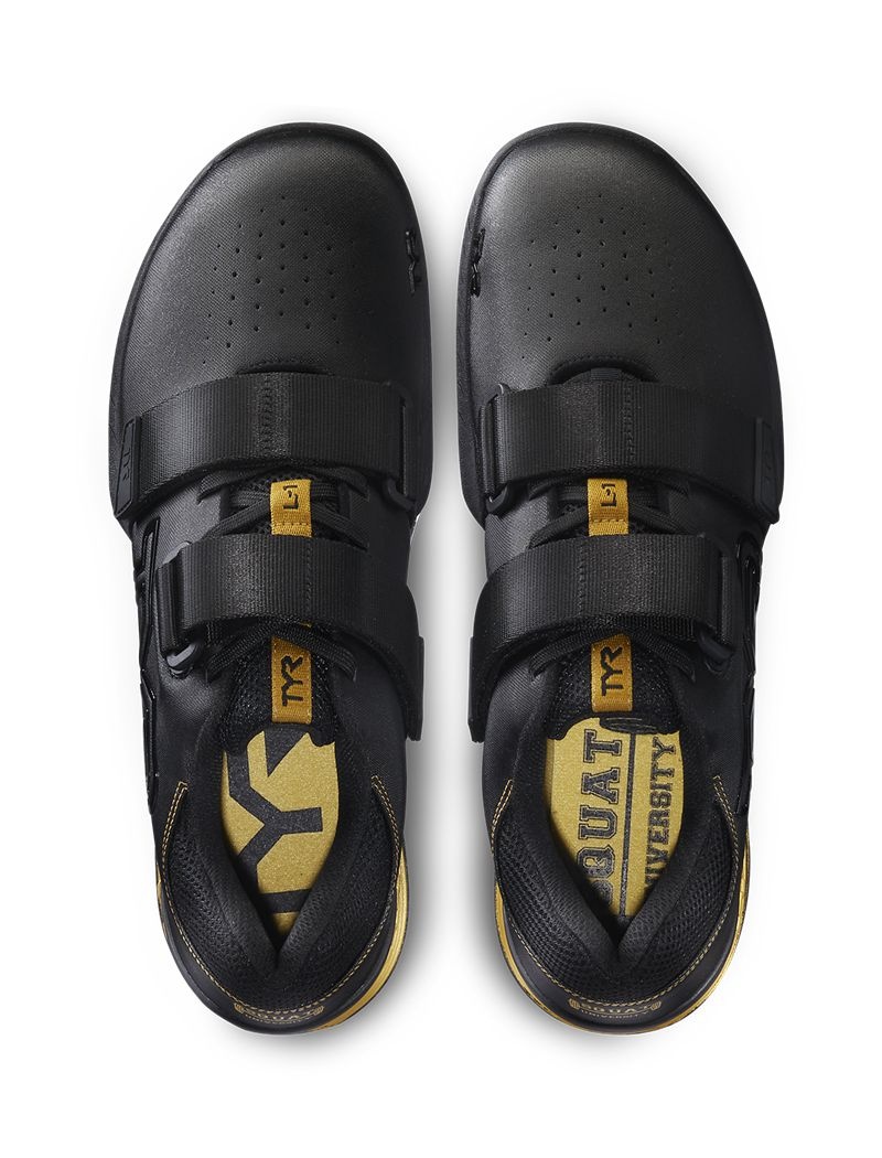 Black / Gold Tyr Squat University L-1 Lifter Limited Edition Men's Sneakers | US-NIAT37065