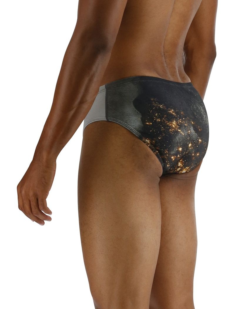 Black / Grey / Gold Tyr Durafast Elite® Pyrite Men's Swimsuit | US-TWXZ17963