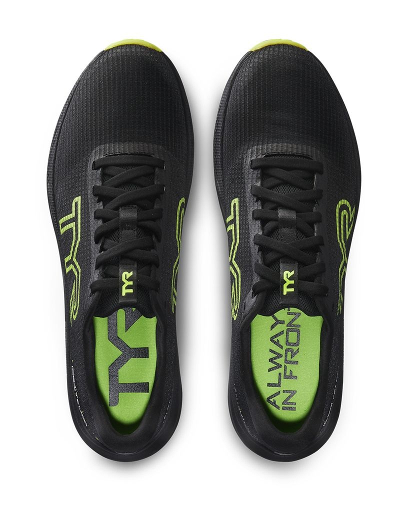 Black / Light Green Tyr Sr-1 Tempo Runner Limited Edition Men's Running Shoes | US-VNTX40371