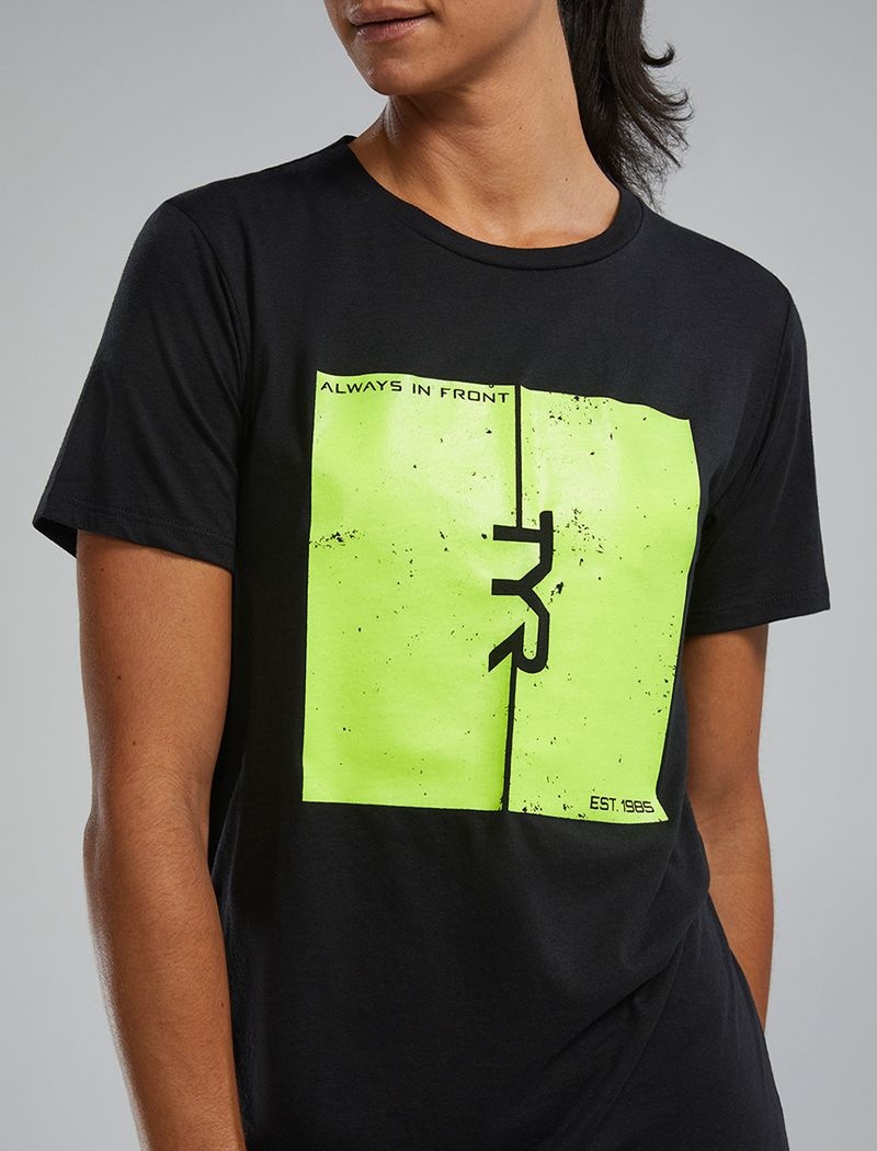 Black / Light Green Tyr Ultrasoft™ Short Sleeve Graphic Women's T-Shirt | US-TSWG61530