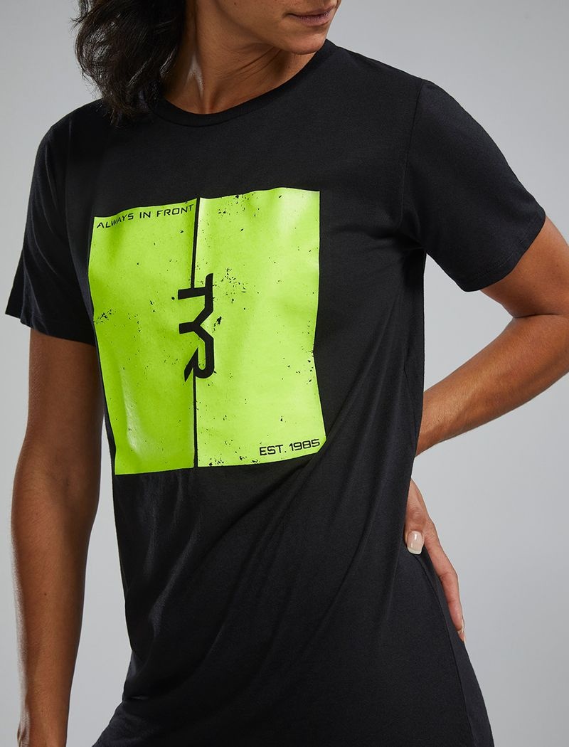 Black / Light Green Tyr Ultrasoft™ Short Sleeve Graphic Women's T-Shirt | US-TSWG61530