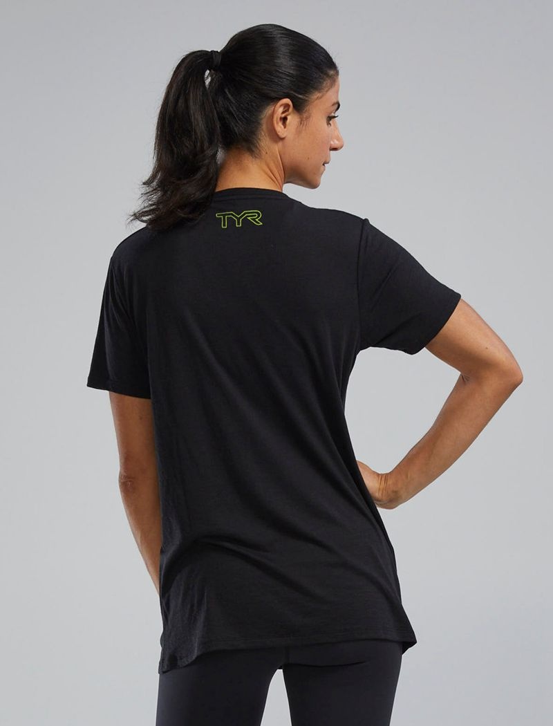 Black / Light Green Tyr Ultrasoft™ Short Sleeve Graphic A.I.F. Women's T-Shirt | US-JDKH51723