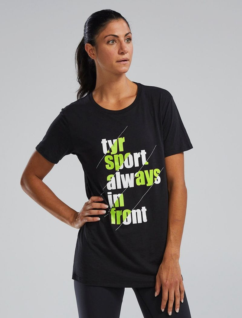 Black / Light Green Tyr Ultrasoft™ Short Sleeve Graphic A.I.F. Women's T-Shirt | US-JDKH51723