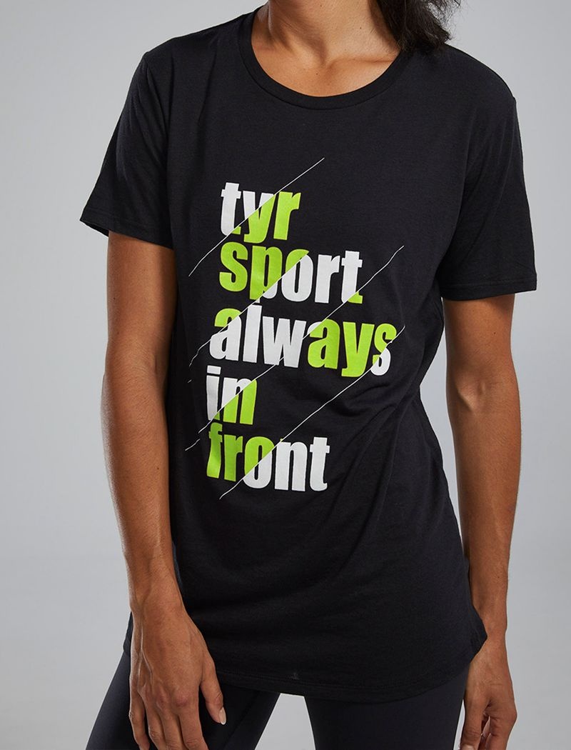 Black / Light Green Tyr Ultrasoft™ Short Sleeve Graphic A.I.F. Women's T-Shirt | US-JDKH51723