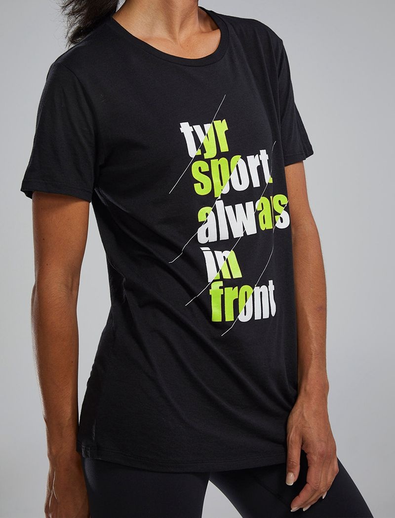 Black / Light Green Tyr Ultrasoft™ Short Sleeve Graphic A.I.F. Women's T-Shirt | US-JDKH51723