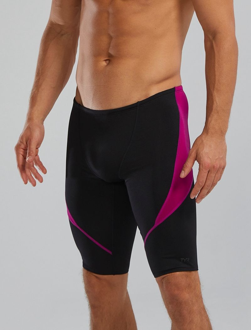 Black / Pink Tyr Durafast Elite® Curve Splice Jammer Men's Swimsuit | US-JGLX57903