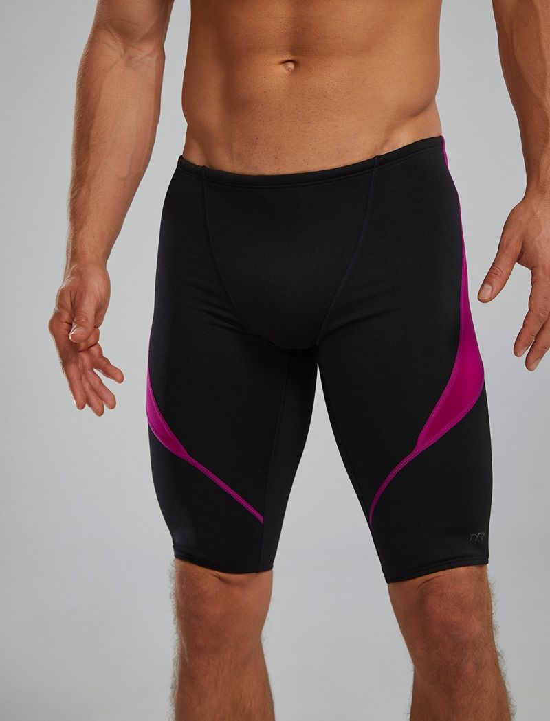 Black / Pink Tyr Durafast Elite® Curve Splice Jammer Men's Swimsuit | US-JGLX57903