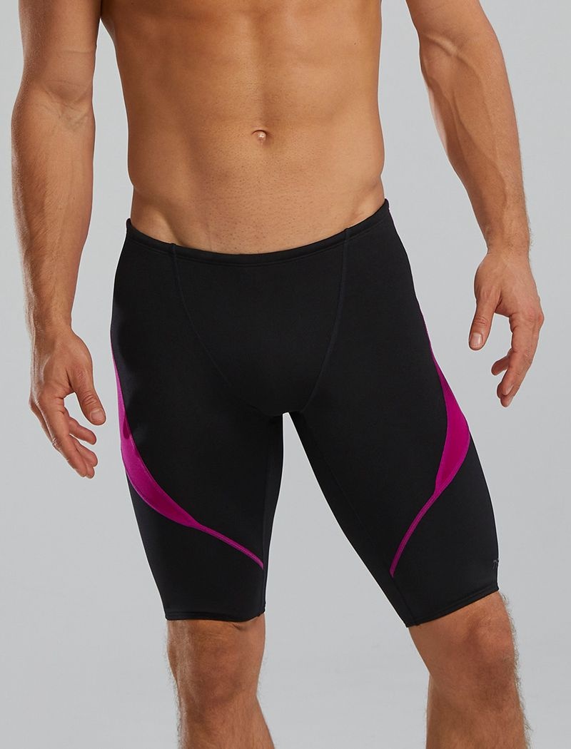 Black / Pink Tyr Durafast Elite® Curve Splice Jammer Men\'s Swimsuit | US-JGLX57903