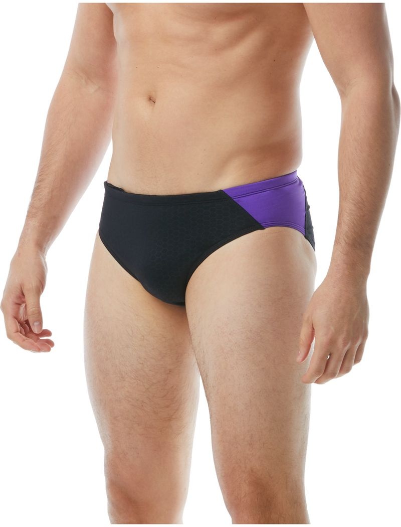 Black / Purple Tyr Durafast Elite® Blade Splice Hexa Men\'s Swimsuit | US-VWAL36270