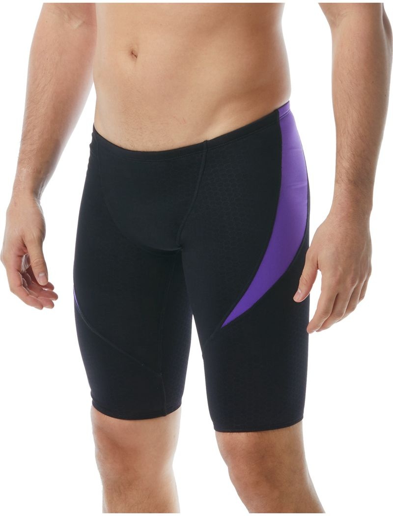 Black / Purple Tyr Durafast Elite® Curve Splice Jammer Hexa Men\'s Swimsuit | US-SPDC71496