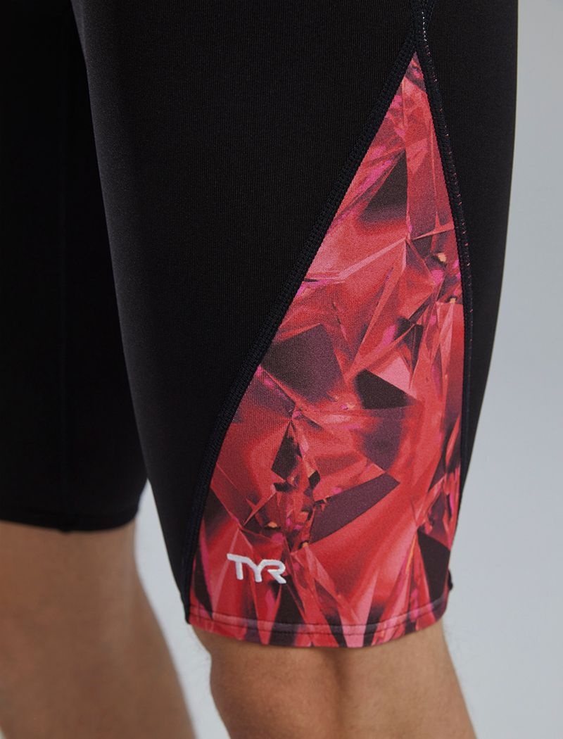 Black / Red Tyr Durafast Elite® Blade Splice Jammer Crystalized Men's Swimsuit | US-GSBV70948