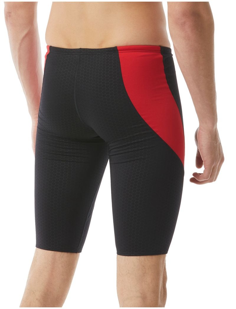 Black / Red Tyr Durafast Elite® Curve Splice Jammer Hexa Men's Swimsuit | US-MXLB04623