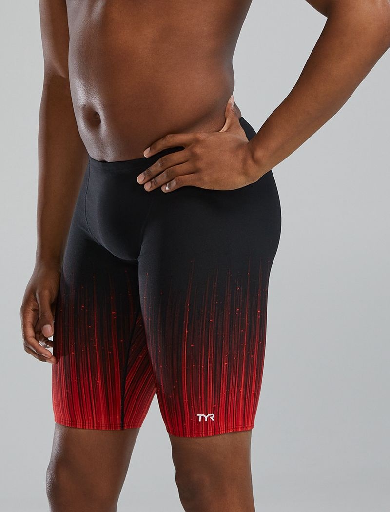 Black / Red Tyr Durafast Elite® Jammer Speedwarp Men's Swimsuit | US-KHBG08293