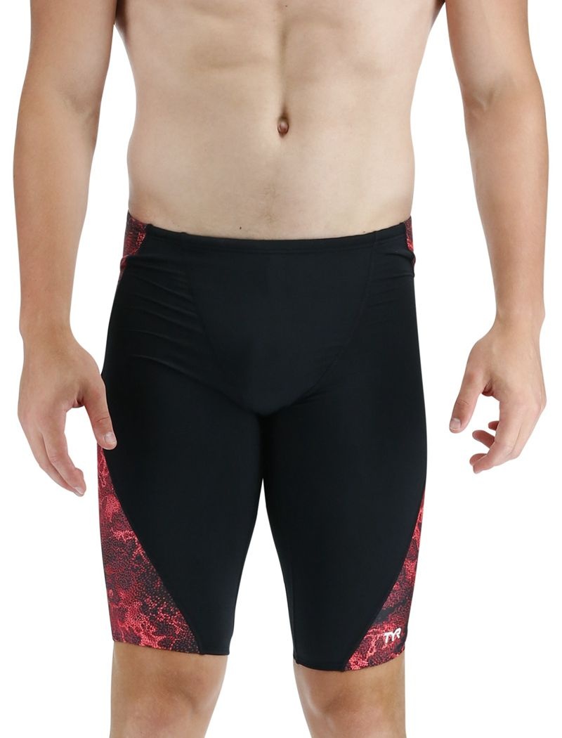 Black / Red Tyr Durafast Lite® Blade Splice Jammer Diploria Men\'s Swimsuit | US-VWSE80312