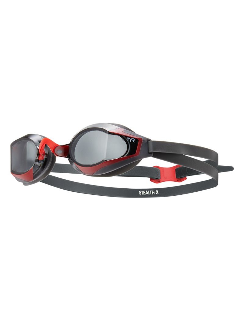 Black / Red Tyr Stealth-x Performance Women\'s Goggles | US-BKSP48915