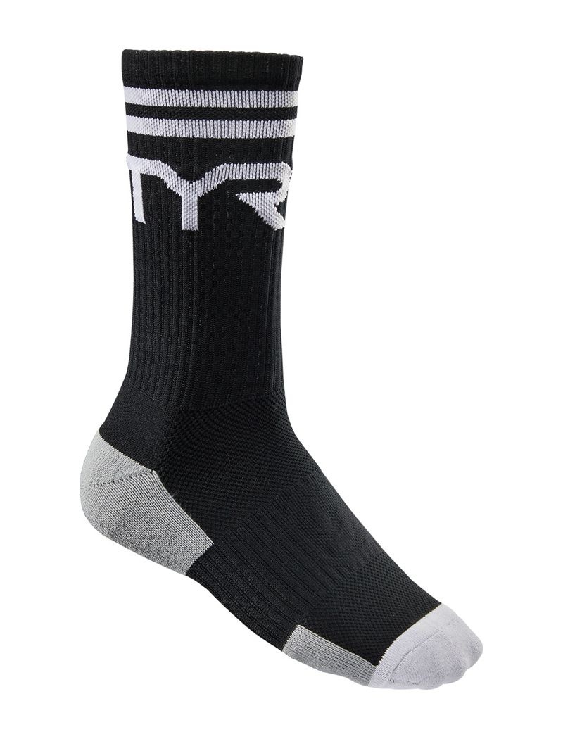 Black / White Tyr Crew Men\'s Socks | US-LWDH14580