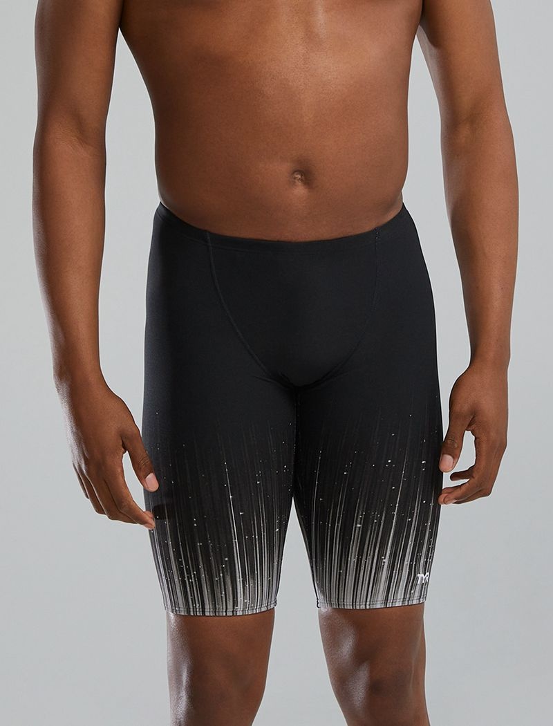 Black / White Tyr Durafast Elite® Jammer Speedwarp Men's Swimsuit | US-HKRM41768