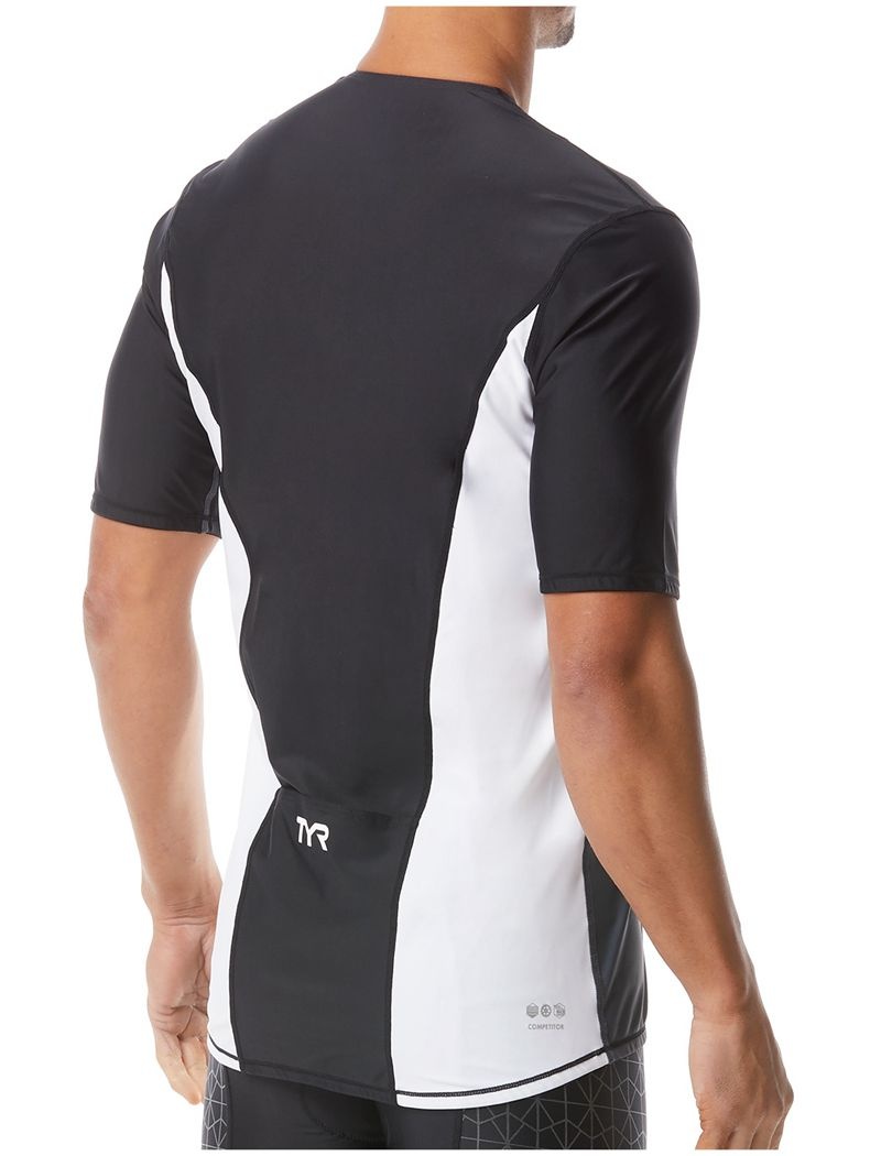 Black / White Tyr Short Sleeve Men's Top | US-EZRF62091