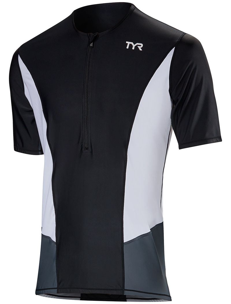 Black / White Tyr Short Sleeve Men's Top | US-EZRF62091