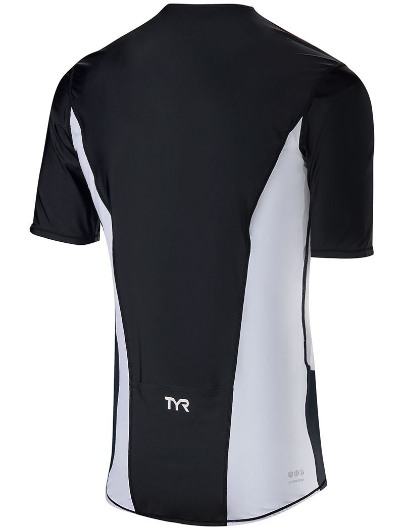 Black / White Tyr Short Sleeve Men's Top | US-EZRF62091