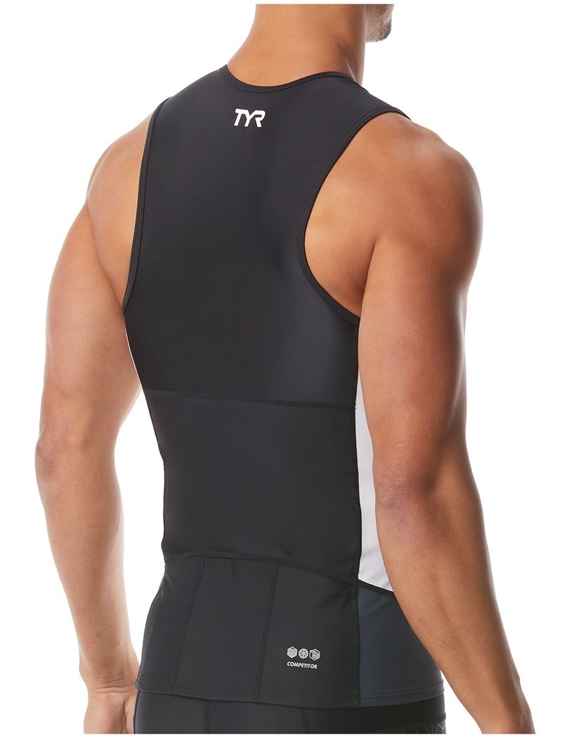 Black / White Tyr Singlet Men's Tanks | US-CHYE16024