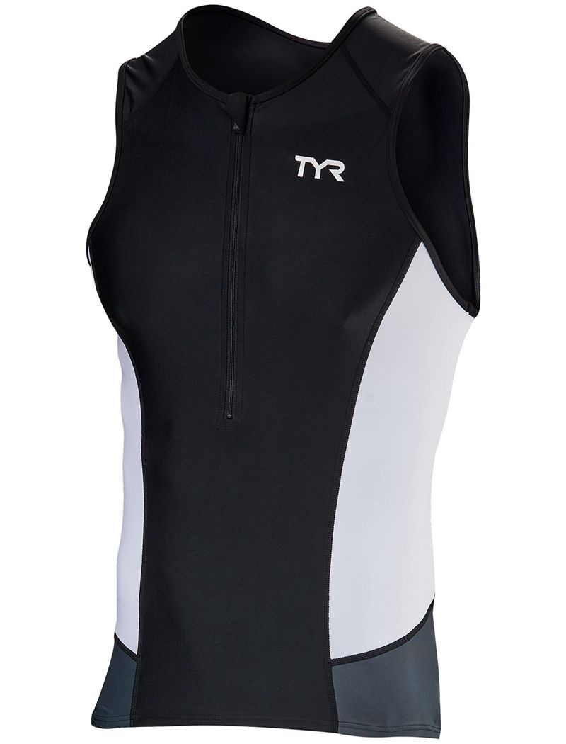 Black / White Tyr Singlet Men's Tanks | US-CHYE16024