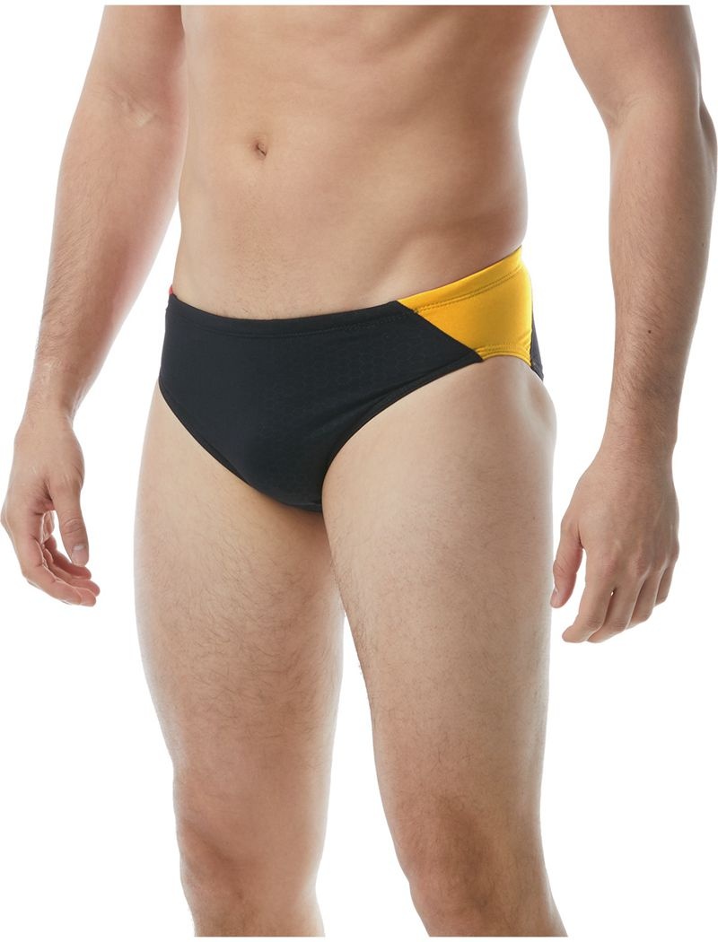 Black / Yellow Tyr Durafast Elite® Blade Splice Hexa Men\'s Swimsuit | US-ANXD15238