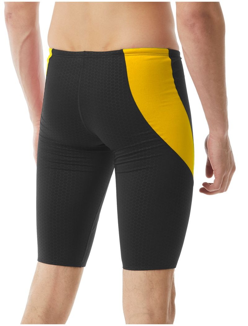 Black / Yellow Tyr Durafast Elite® Curve Splice Jammer Hexa Men's Swimsuit | US-VOKE24810