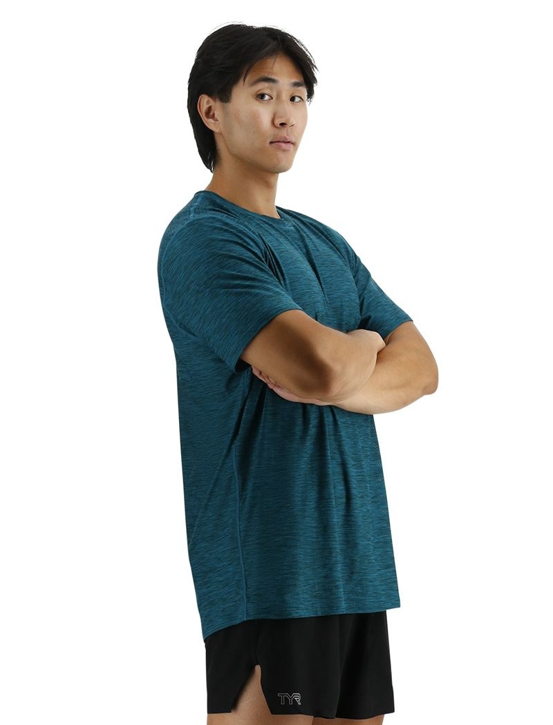 Blue Green Tyr Airtec™ Men's T-Shirt | US-ECPF10564