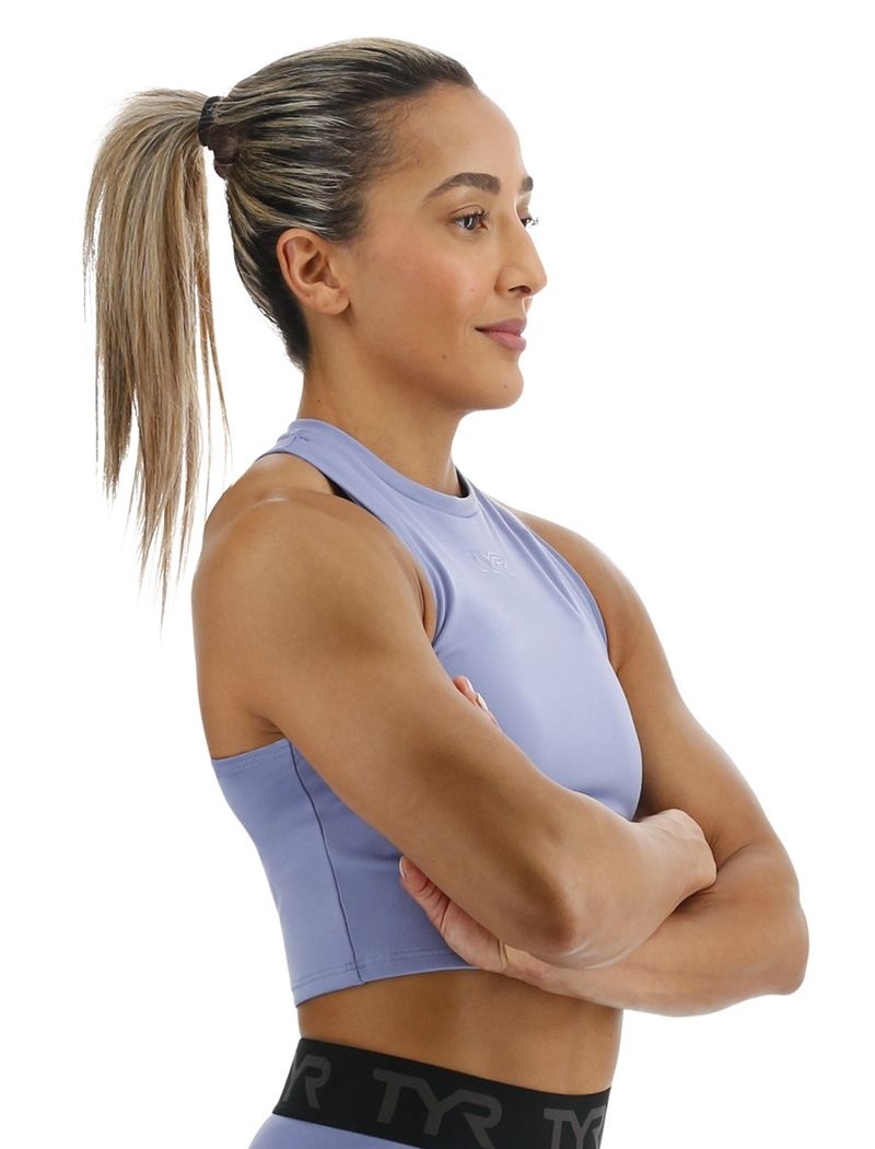 Blue Tyr Base Kinetic™ Cropped High Neck Women's Tanks | US-LYCI82607