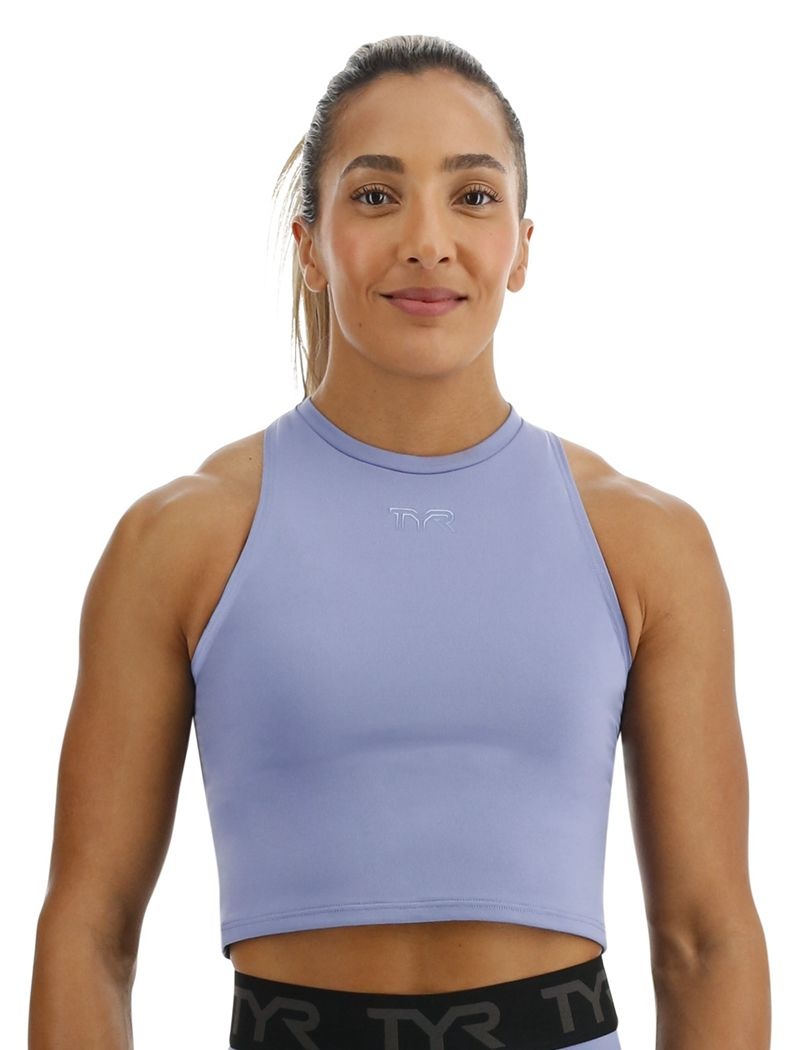 Blue Tyr Base Kinetic™ Cropped High Neck Women\'s Tanks | US-LYCI82607