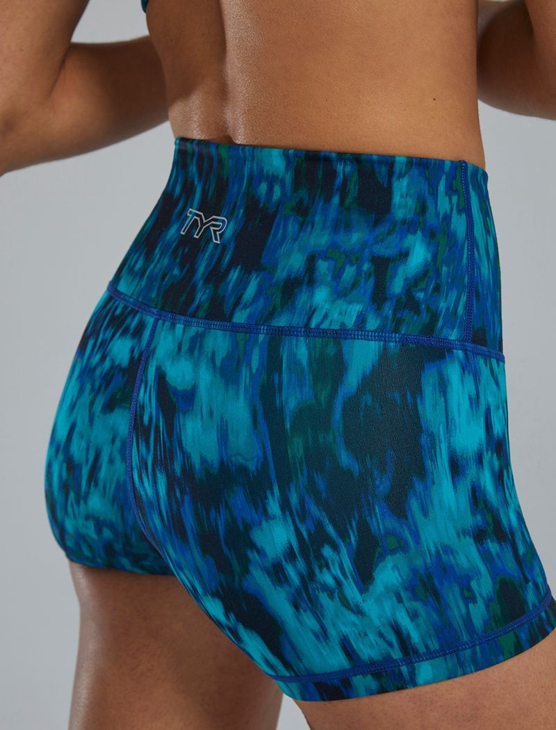 Blue / Green Tyr Base Kinetic™ High-rise 2 Women's Shorts | US-MNYF53041