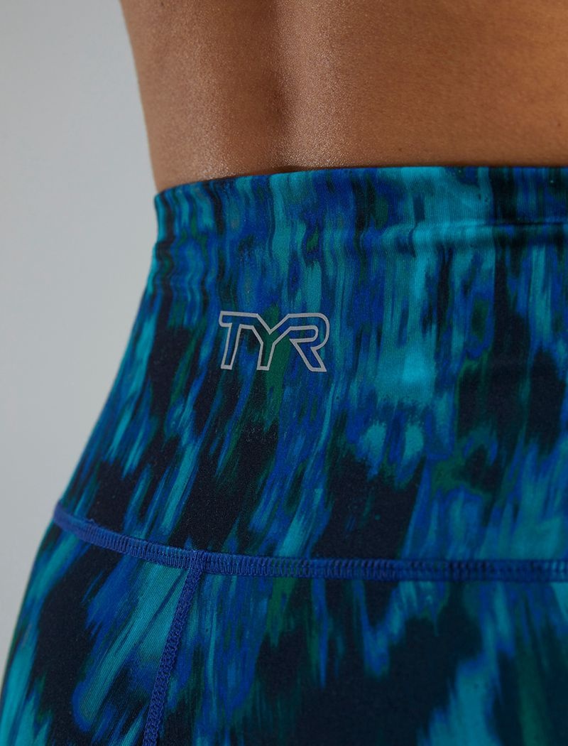 Blue / Green Tyr Base Kinetic™ High-rise 3.25 Women's Shorts | US-WECS20731