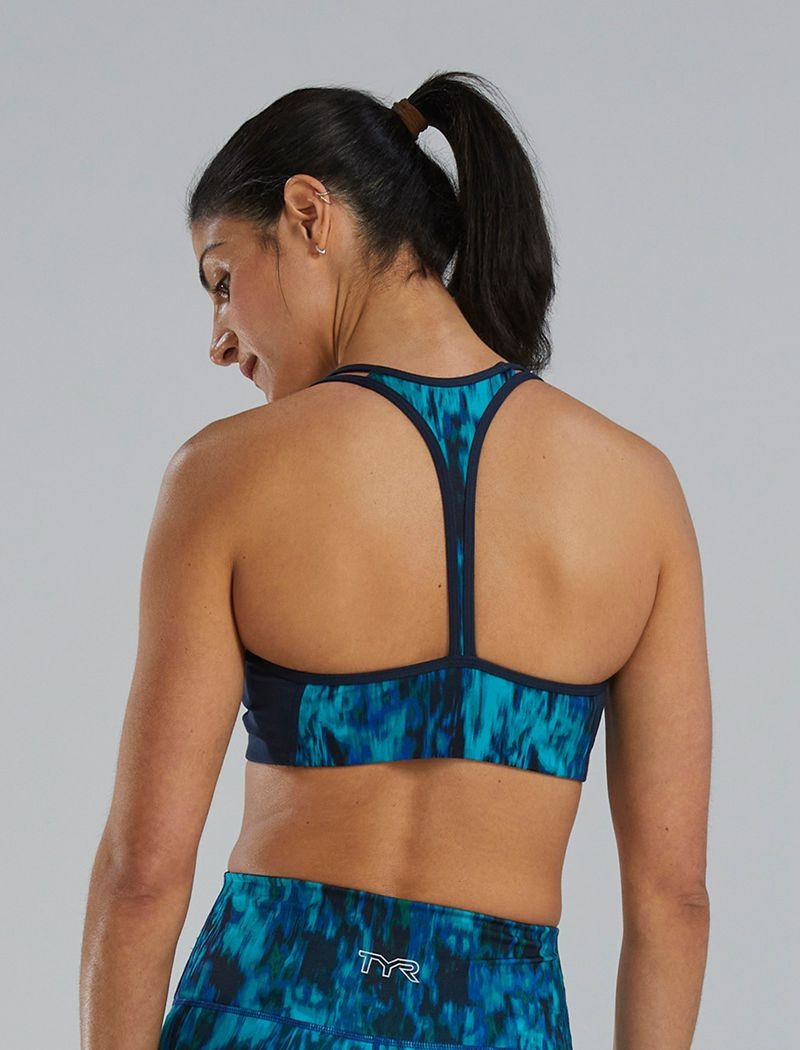 Blue / Green Tyr Base Kinetic™ Racerback Women's Sports Bra | US-GCOY28579