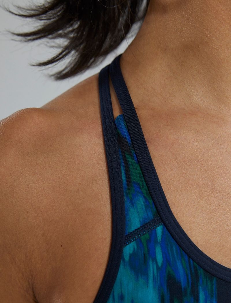 Blue / Green Tyr Base Kinetic™ Racerback Women's Sports Bra | US-GCOY28579