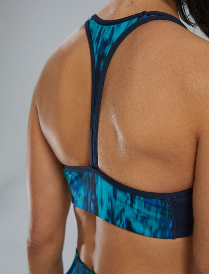 Blue / Green Tyr Base Kinetic™ Racerback Women's Sports Bra | US-GCOY28579