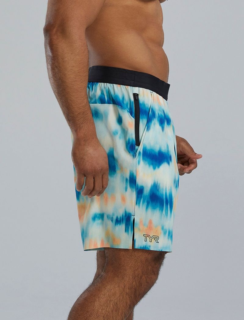 Blue / Green Tyr Hydrosphere™ Unbroken Lined 7 Unbroken Men's Shorts | US-NWIB26037