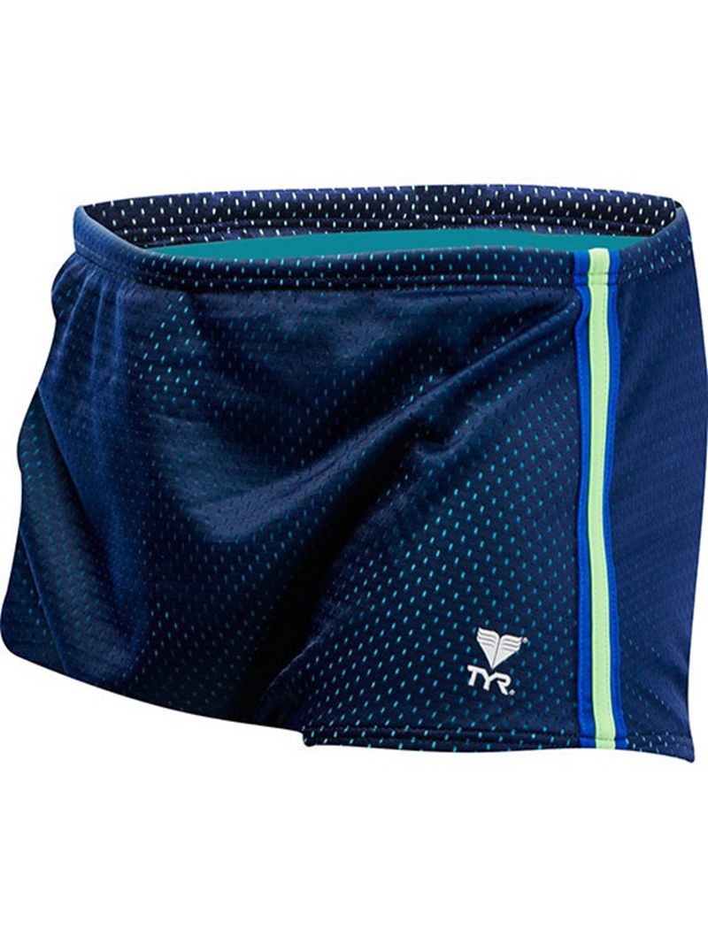 Blue / Green / Navy Tyr Trainer Men's Swim Trunks | US-ZVPT82359