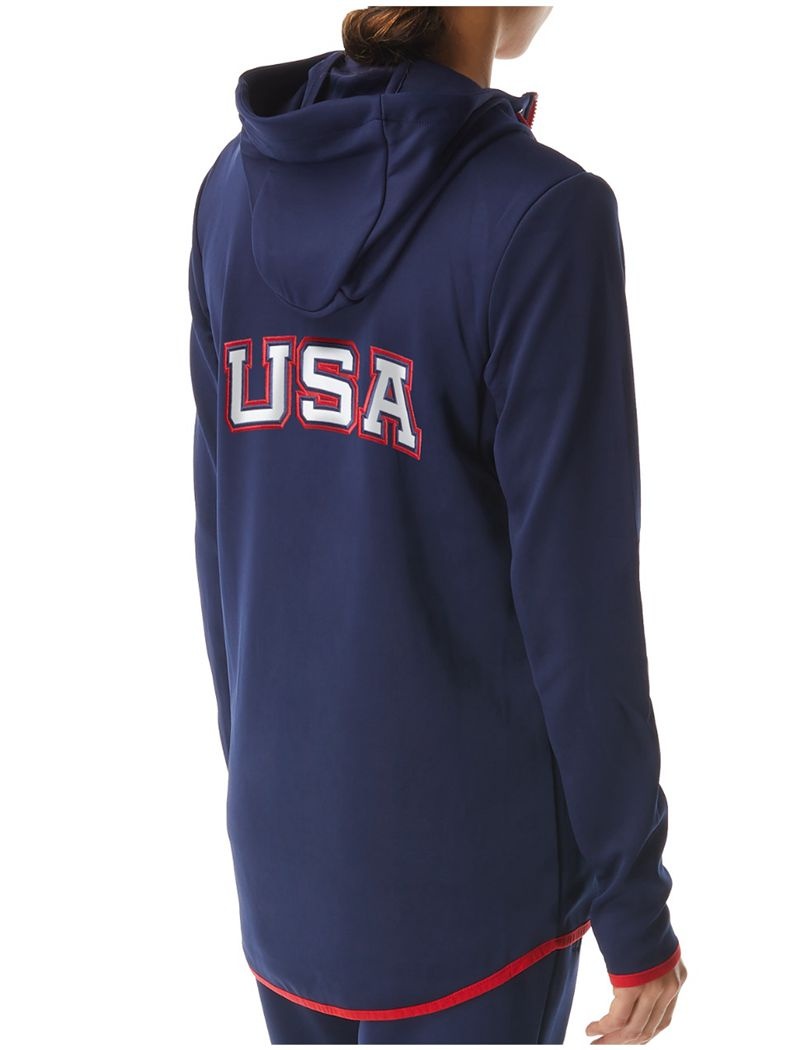 Blue / Red / White Tyr Alliance Podium Full Zip - Usa Women's Hoodie | US-GSNQ31840