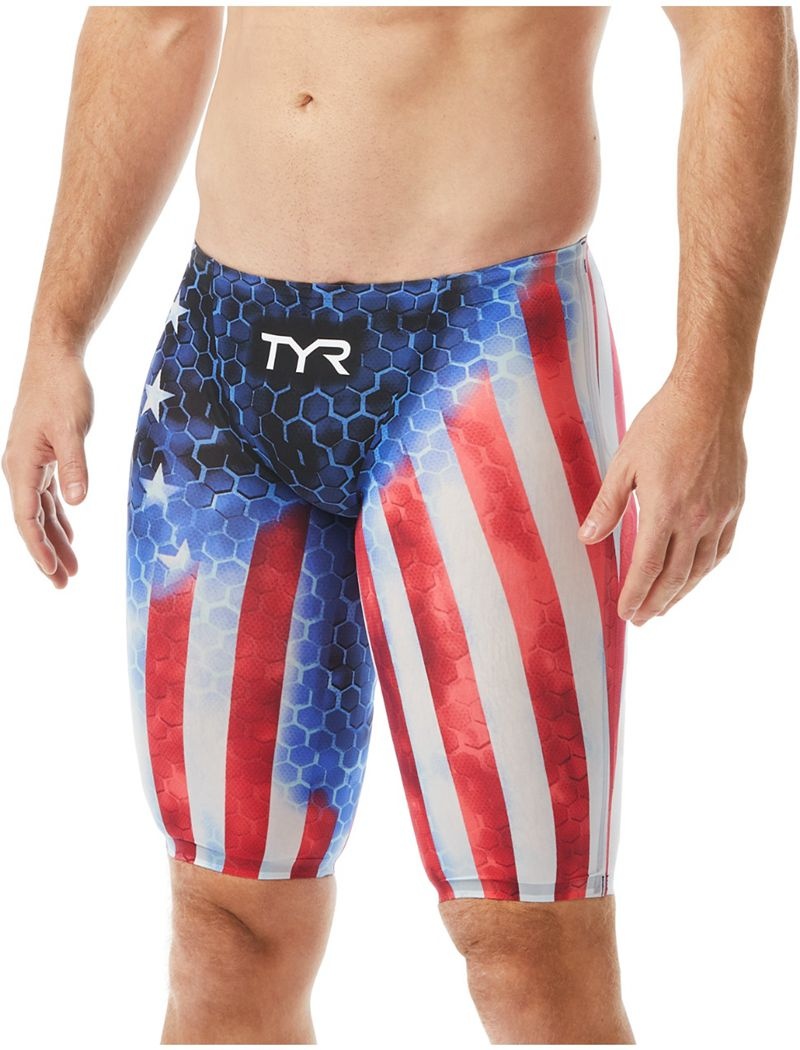 Blue / Red / White Tyr Avictor® Jammer Supernova Usa Men\'s Shorts | US-USCG16380