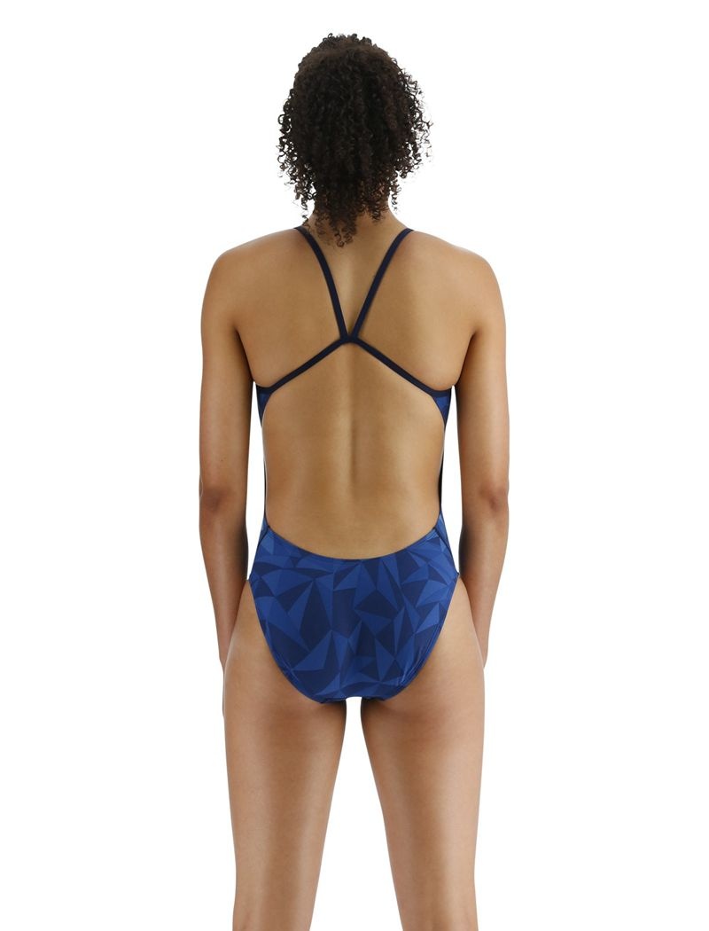 Blue / White Tyr Durafast Elite® Cutoutfit Geoscope Women's Swimsuit | US-ERIF32745