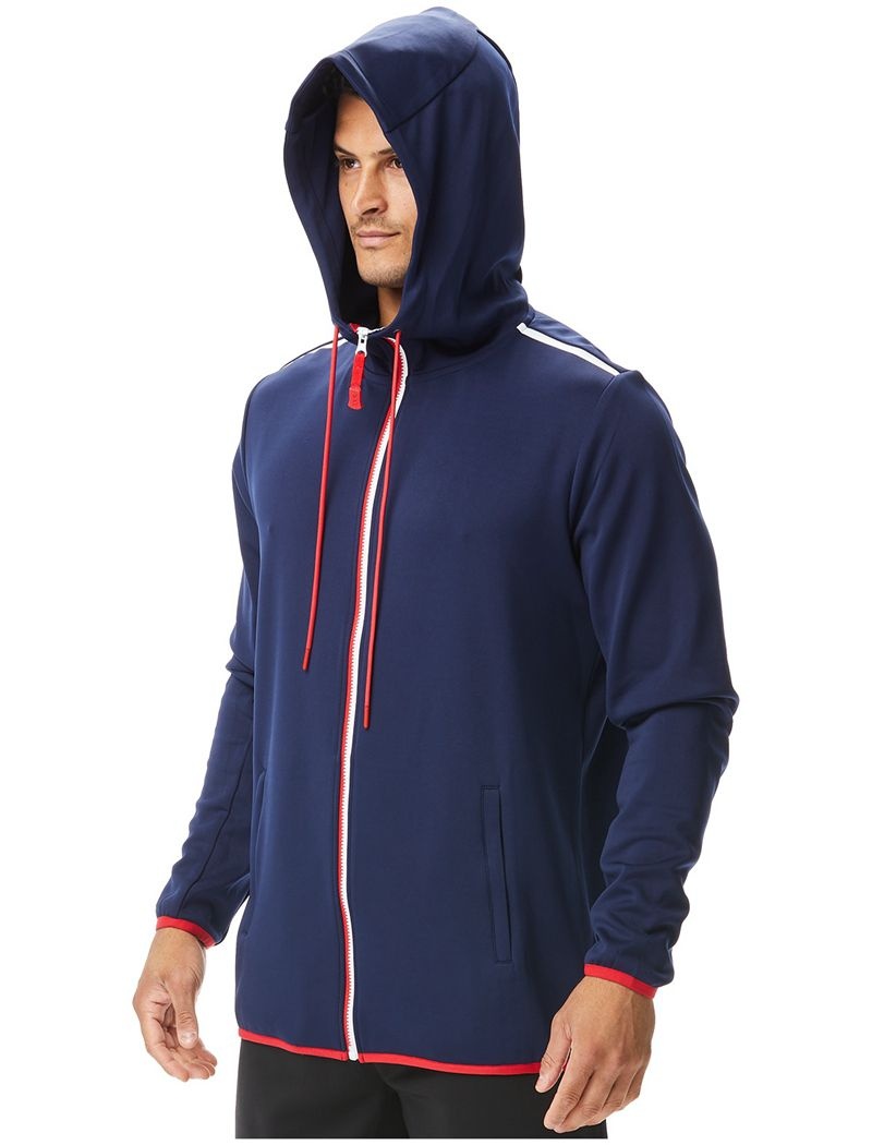 Blue / White / Red Tyr Alliance Podium Full Zip Men's Hoodie | US-USDI80613