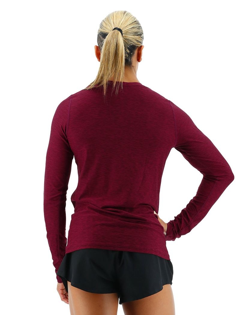 Burgundy Tyr Airtec™ Long Sleeve Women's T-Shirt | US-UKFC83527