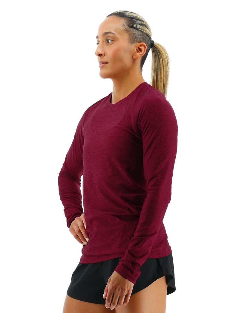 Burgundy Tyr Airtec™ Long Sleeve Women's T-Shirt | US-UKFC83527