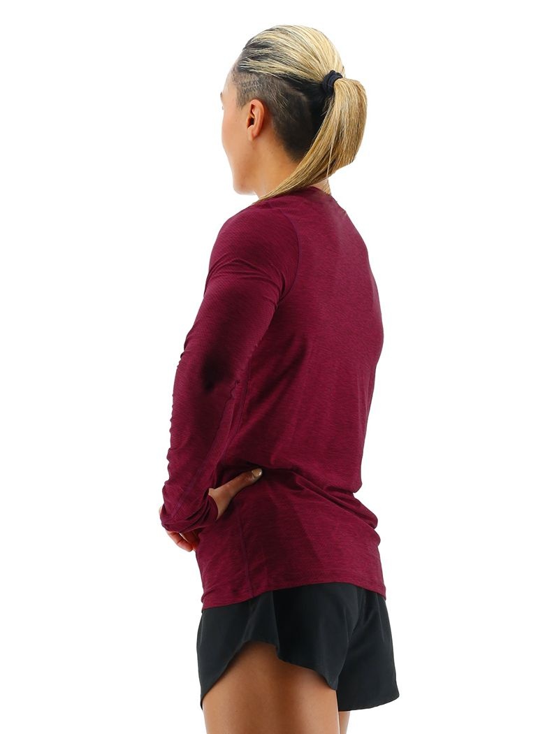 Burgundy Tyr Airtec™ Long Sleeve Women's T-Shirt | US-UKFC83527