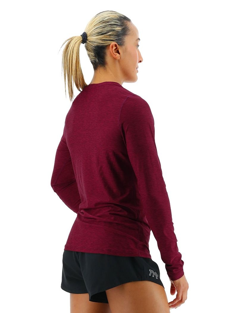 Burgundy Tyr Airtec™ Long Sleeve Women's T-Shirt | US-UKFC83527