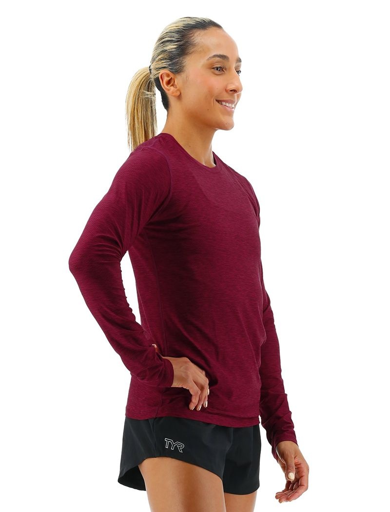 Burgundy Tyr Airtec™ Long Sleeve Women's T-Shirt | US-UKFC83527