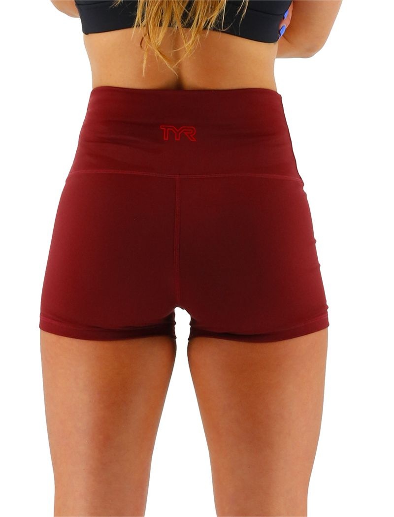 Burgundy Tyr Base Kinetic™ 2 High-rise Women's Shorts | US-PCXB65130