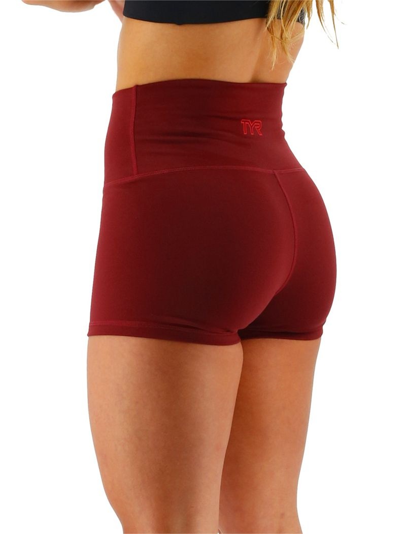 Burgundy Tyr Base Kinetic™ 2 High-rise Women's Shorts | US-PCXB65130